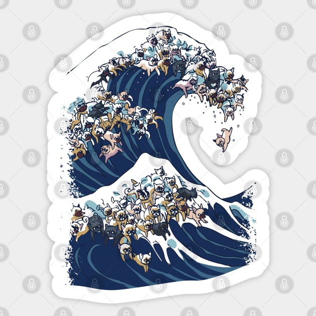 The Great Wave of French Bulldog Sticker by huebucket